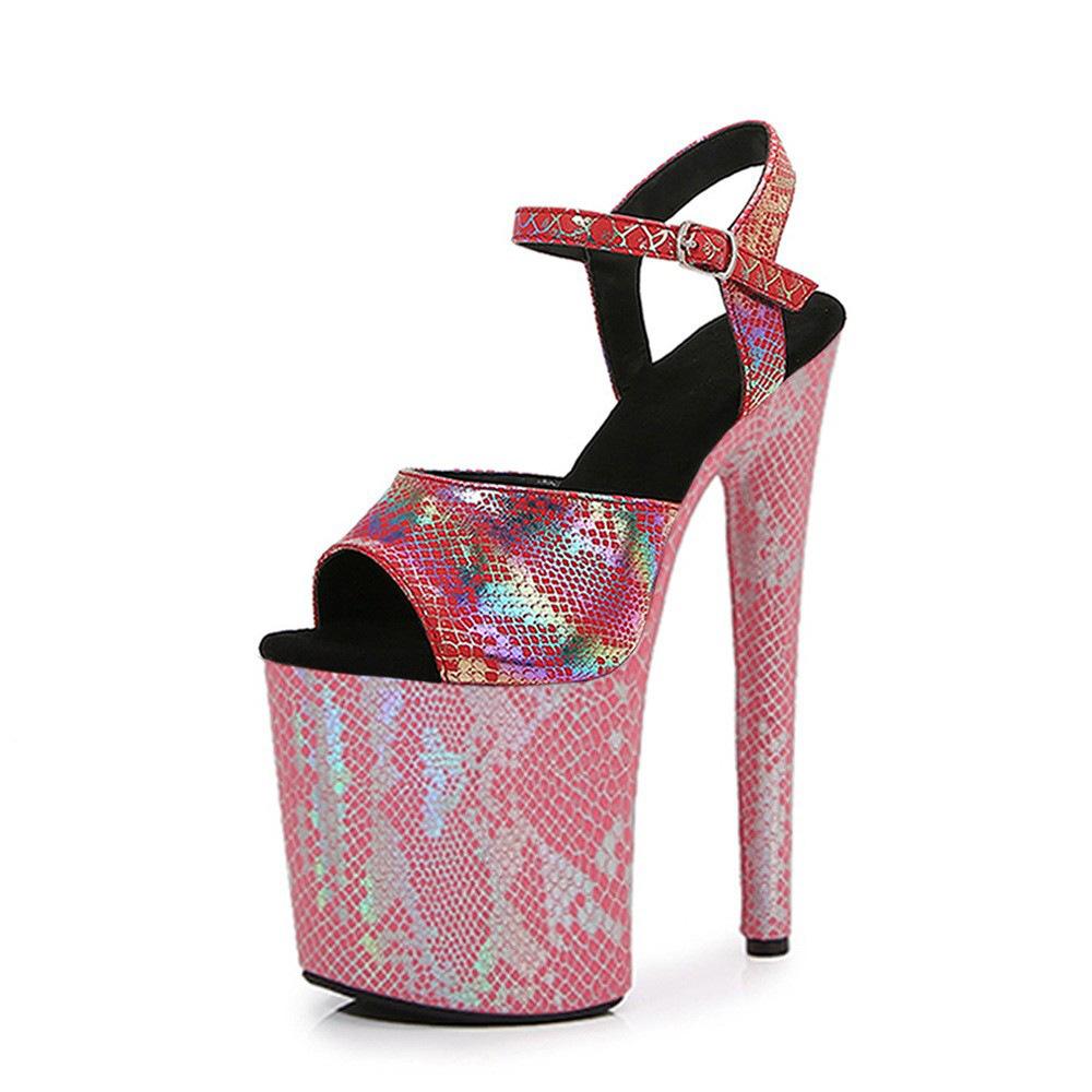 20Cm Symphony Snake Sandals Hate the sky high large size super high heel sexy shoes pink nightclub catwalk dancing shoes