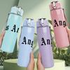 1PC Los Angeles Retro City Text Print 750ml Color Plastic Sports Water Bottle Leakproof Flip Straw Lid Suitable for Sports Office Home Use
