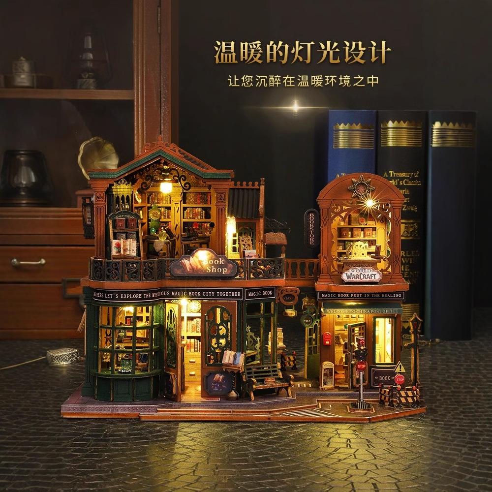 Jiate DIY Miniature House Twilight Bookstore Handmade Villa Model Kit Creative Stress Relief Birthday Gift