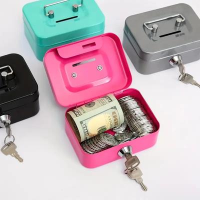 Geldkassette aus Metall, Mini-Safe, Schließfach, Spardose, Münzbank aus Metall, Sicherheitsbox, stabiles Bargeld, tragbar, für die Münzsammlung von Kindern