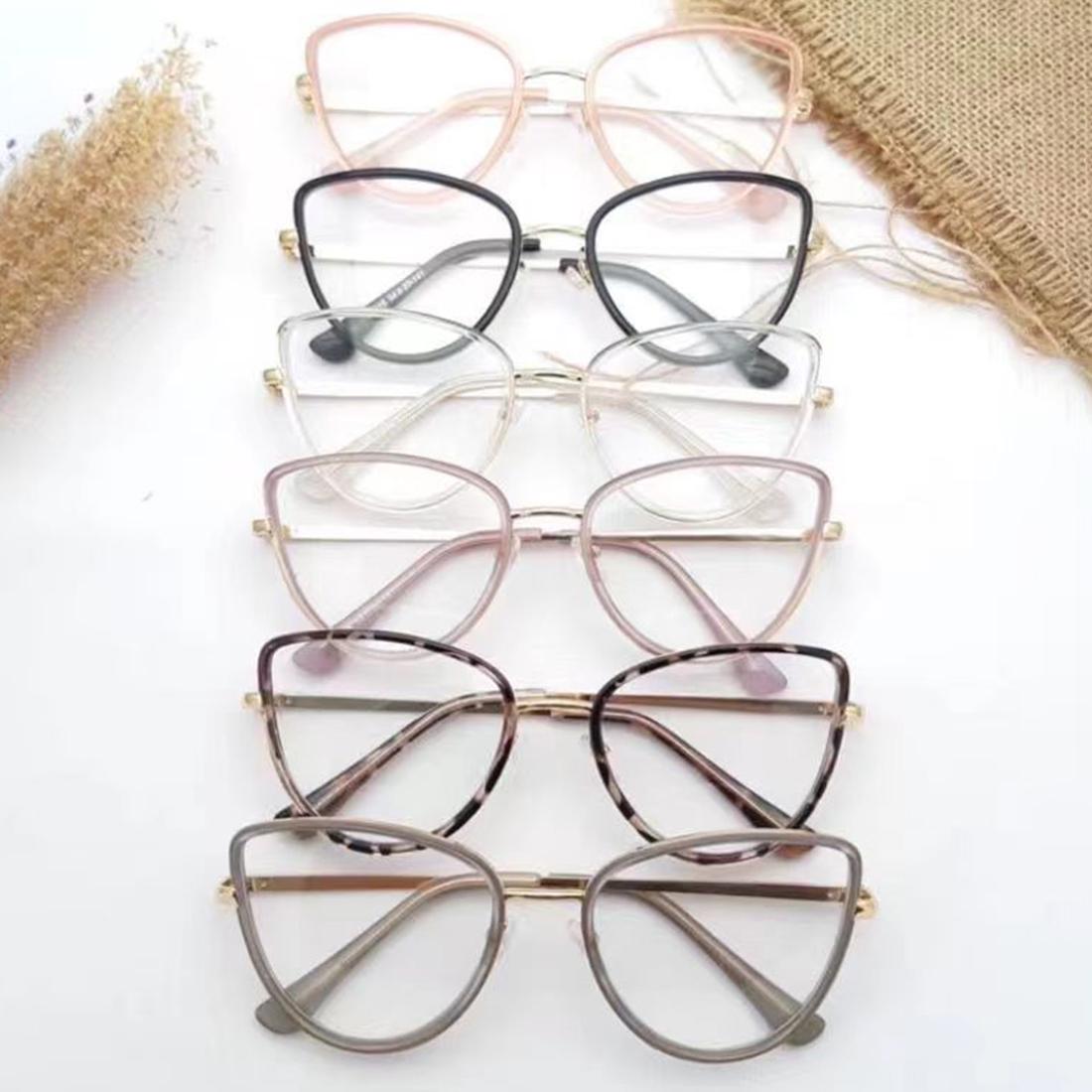 

FashionFashion Women Retro Cat Eye Anti Blue Light Glasses Triangle Metal Frame Anti Radiation Eye Protection Spectacles Female
