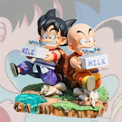 Dragon Ball Anime Figur Son Goku und Krillin Milchlieferung Modell Actionfiguren Peripherie Puppe PVC Modell Geschenke Spielzeug