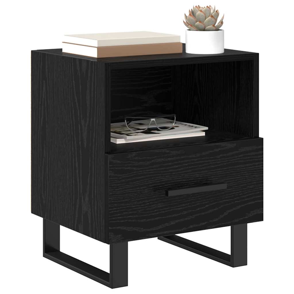 Nightstand Black Oak Effect 40 X 35 X 47.5 Cm Particleboard