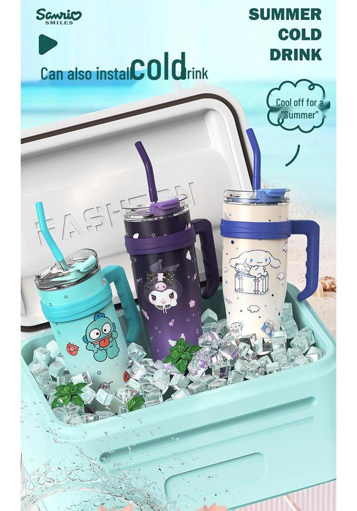 Sanrio Ice Buster Large Capacity Straw Cup - 2025 New Style Jumbo Thermos for Girls