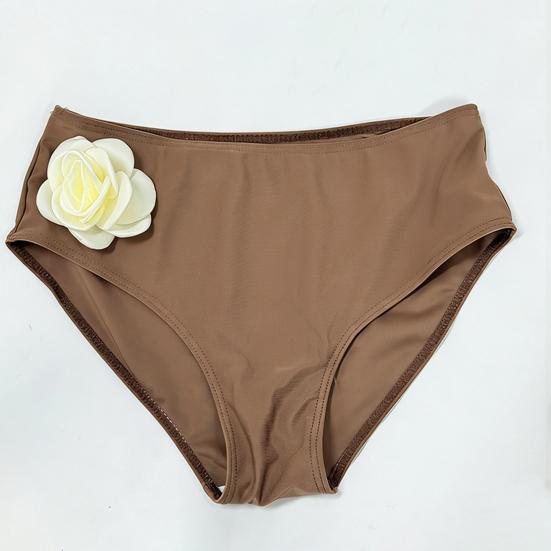 2Pcs/Set Women Bikini Set 3D Flower Decor Adjustable Straps Tube Top Bikini Bra High Waist Swimming Trunks Set Beach Swimwear