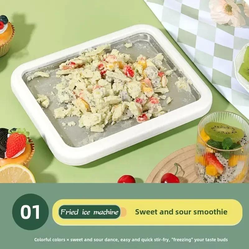 Household stir-fried yogurt machine,roll ice cream machine,stainless steel fried ice tray,equipped with 2 scrapers,for DIY food