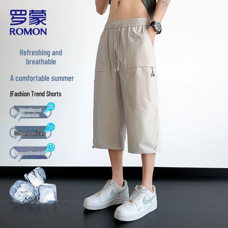 Romon Men s Ice-Cool Breathable 3/4 Pants 4XL