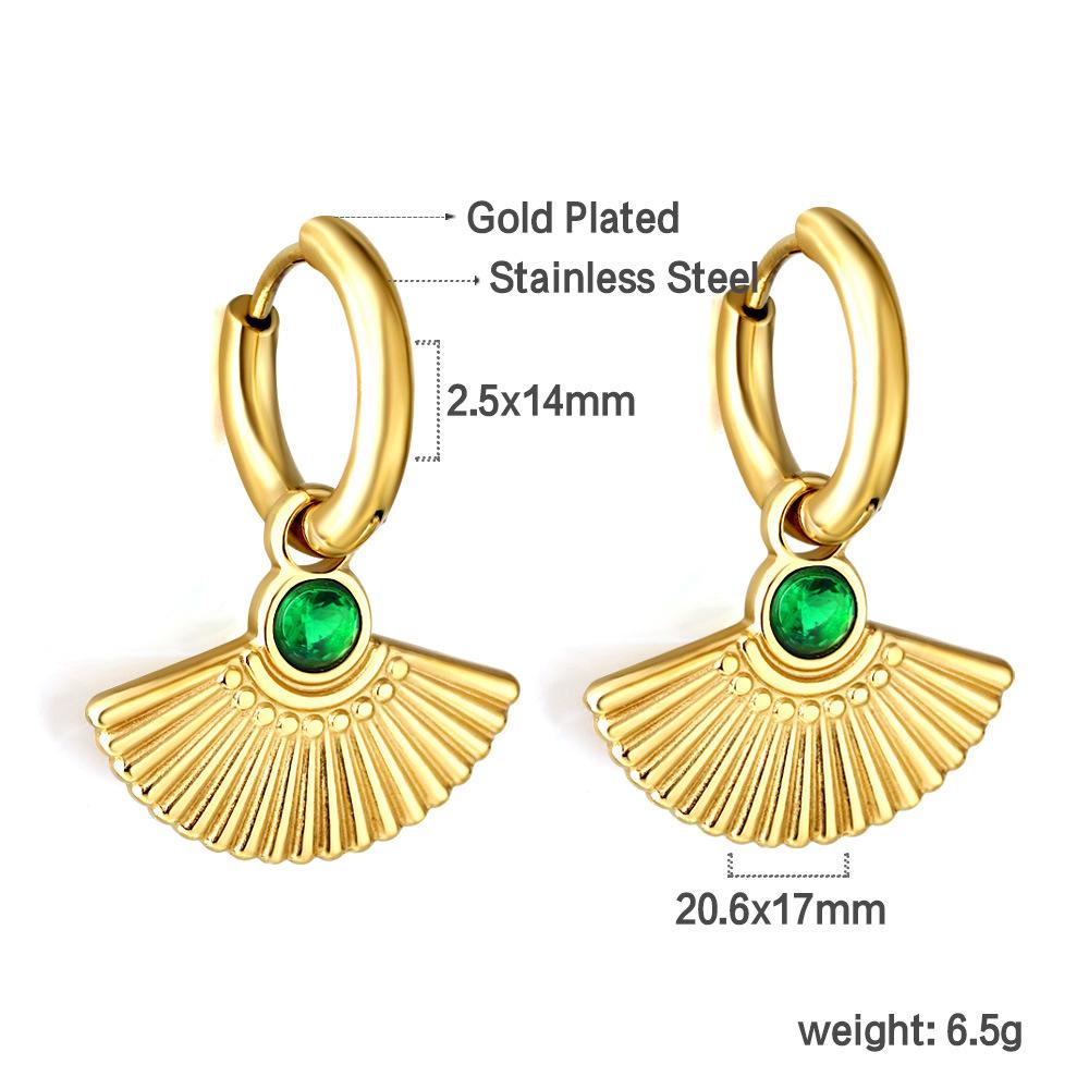 Luxury Fan Shaped Short Stud Earrings For Women Hypoallergenic Vacuum Plating Elegant And Versatile