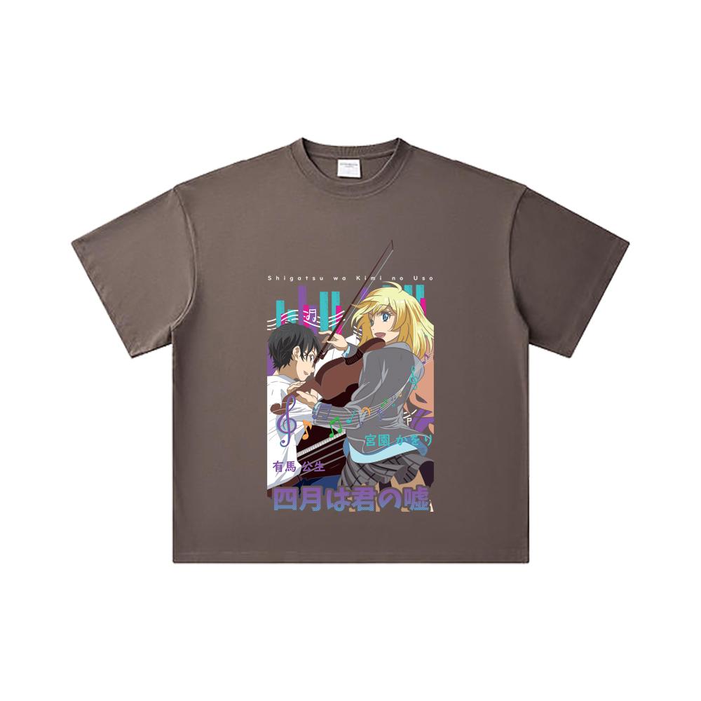 260 GSM Double Yarn 32 Count 100% Cotton Your Lie in April V1 Print Unisex Heavy Cotton T Shirt