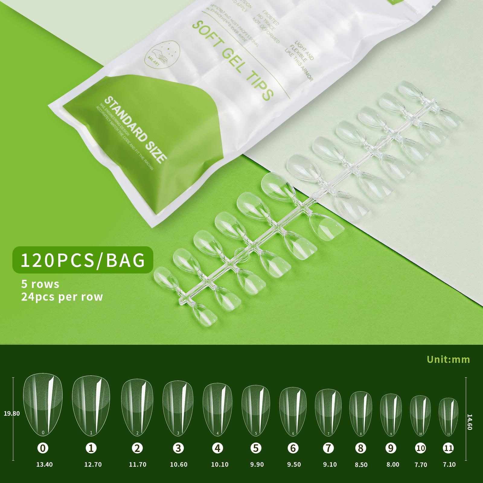 

120 шт. ультратонкие мягкие гелевые кончики, прозрачные бесследные накладные кончики ногтей, нажимные ногти для естественного вида маникюра 01