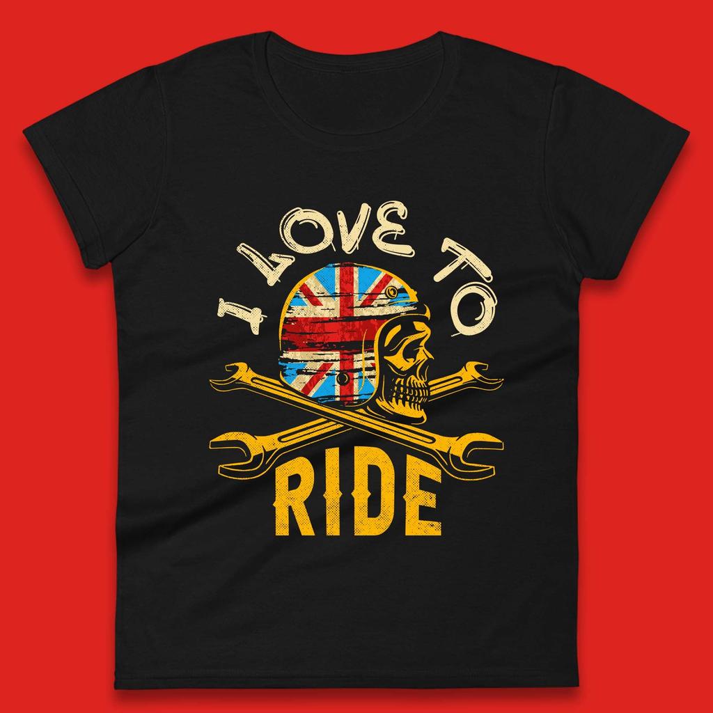 Biker Skull Helmet Motorcyclist Womens T-Shirt Mens Tops Tees Unisex