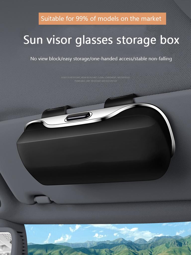 Naciśnij Przycisk Pudełko na Okulary Samochodowe Uchwyt na Okulary na Osłonie Przeciwsłonecznej Wewnętrzna Miękka Tkanina Odporna na Zarysowania Wstrząsoodporne Etui do Przechowywania Okularów