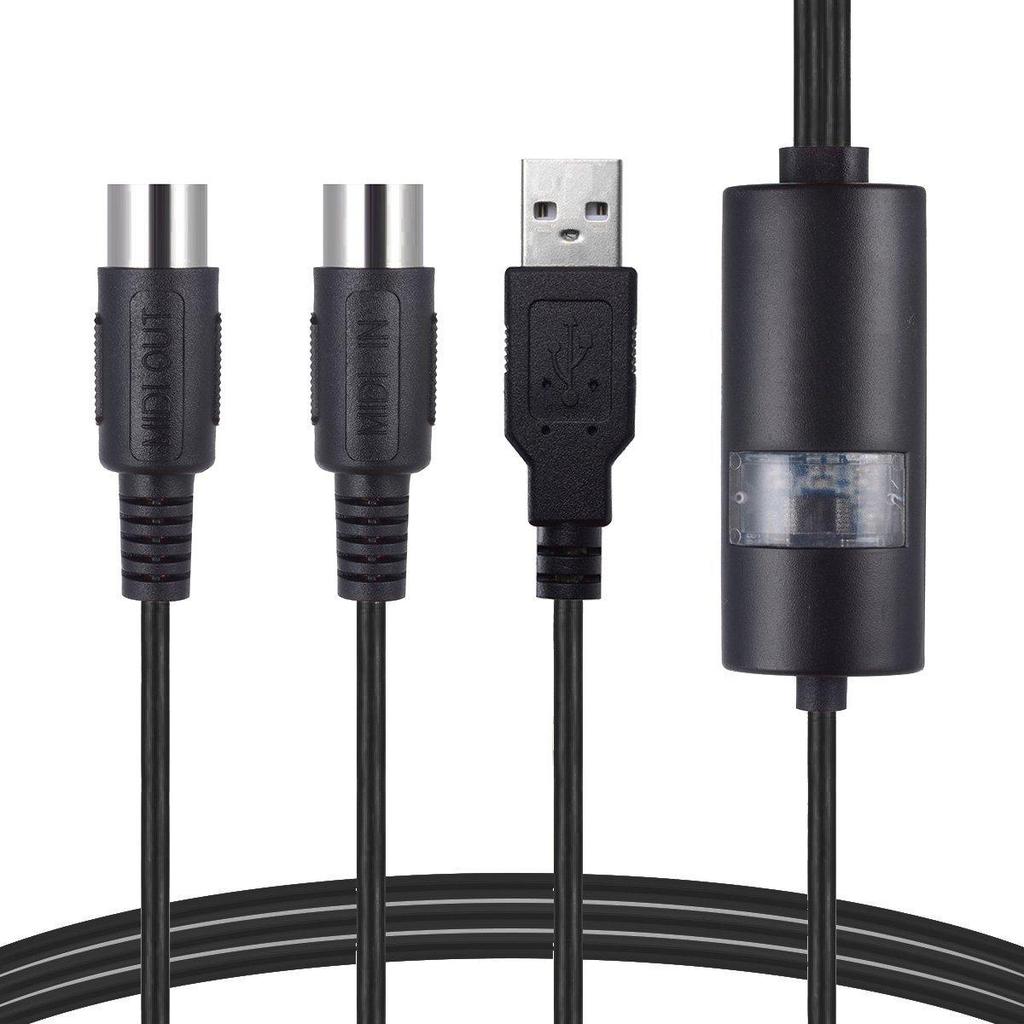 USB IN-OUT MIDI Cable Converter, Professional PC/ Laptop/ Mac To Music Keyboard Adapter Cord for Home Pinao Music Studio