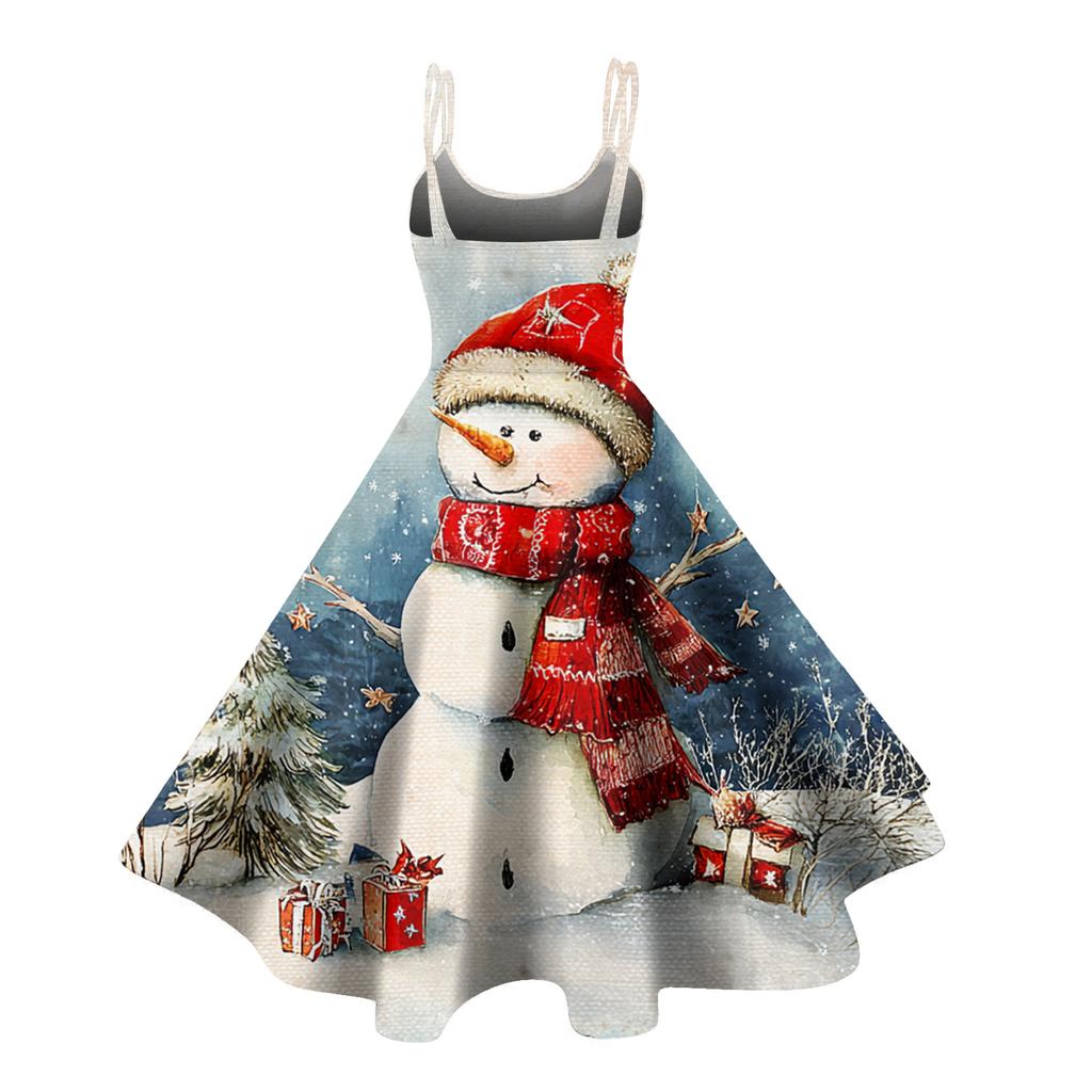 Women's Christmas Print Sexy Off-the-Shoulder Punk Retro Dress