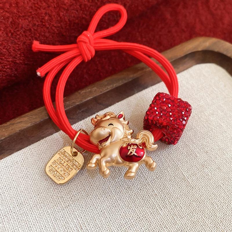 Natal year pony elastic hair band new Chinese retro temperament headrope ponytail hair rope light luxury high-end hair accessories women
