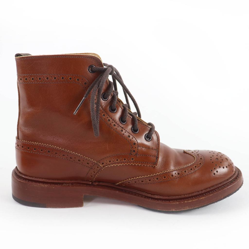 Great Tricker's boots Moulton Wingtip Country Boots Leather Brown Women L5780 Used