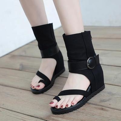 Modische Damen Keilsandalen mit leichter Schnalle Cowboy-Stiefel, Zehentrenner und bequeme High-Top Römersandalen