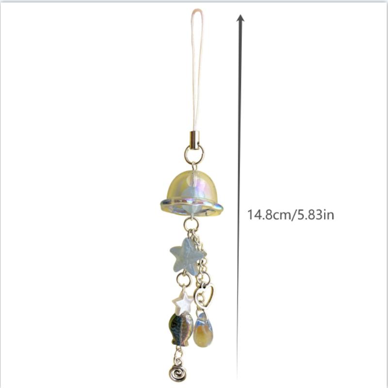 Cute Sweet Glass Starfish Fish Wind Chime Mobile Phone Chain Lanyard Keychain Pendants Backpack Keyring Bag Hang Ornaments Gifts