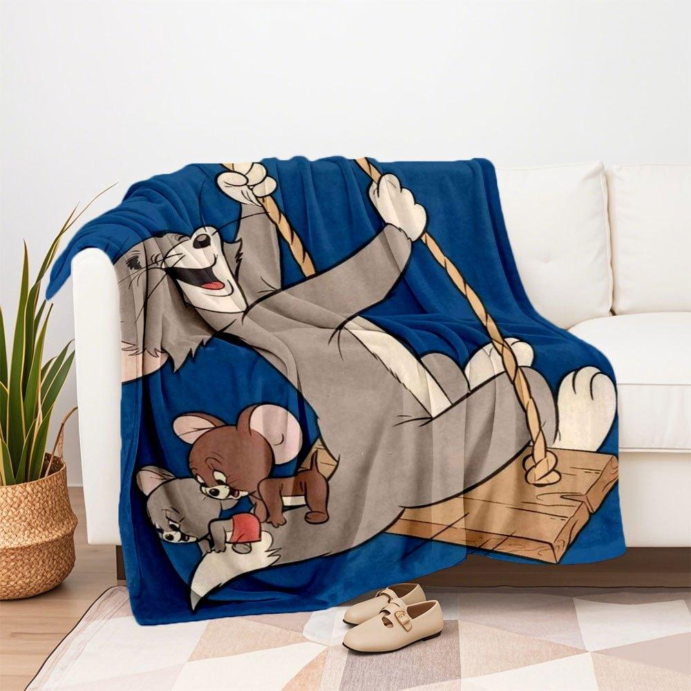 Adesivi Murali Cartoni Animati per Bambini Tom & Jerry Decorazione per la Casa Poster Murale Artistico RegaloCoperta Plaid in Flanella per Divano, Letto, Viaggio, Campeggio, Ufficio