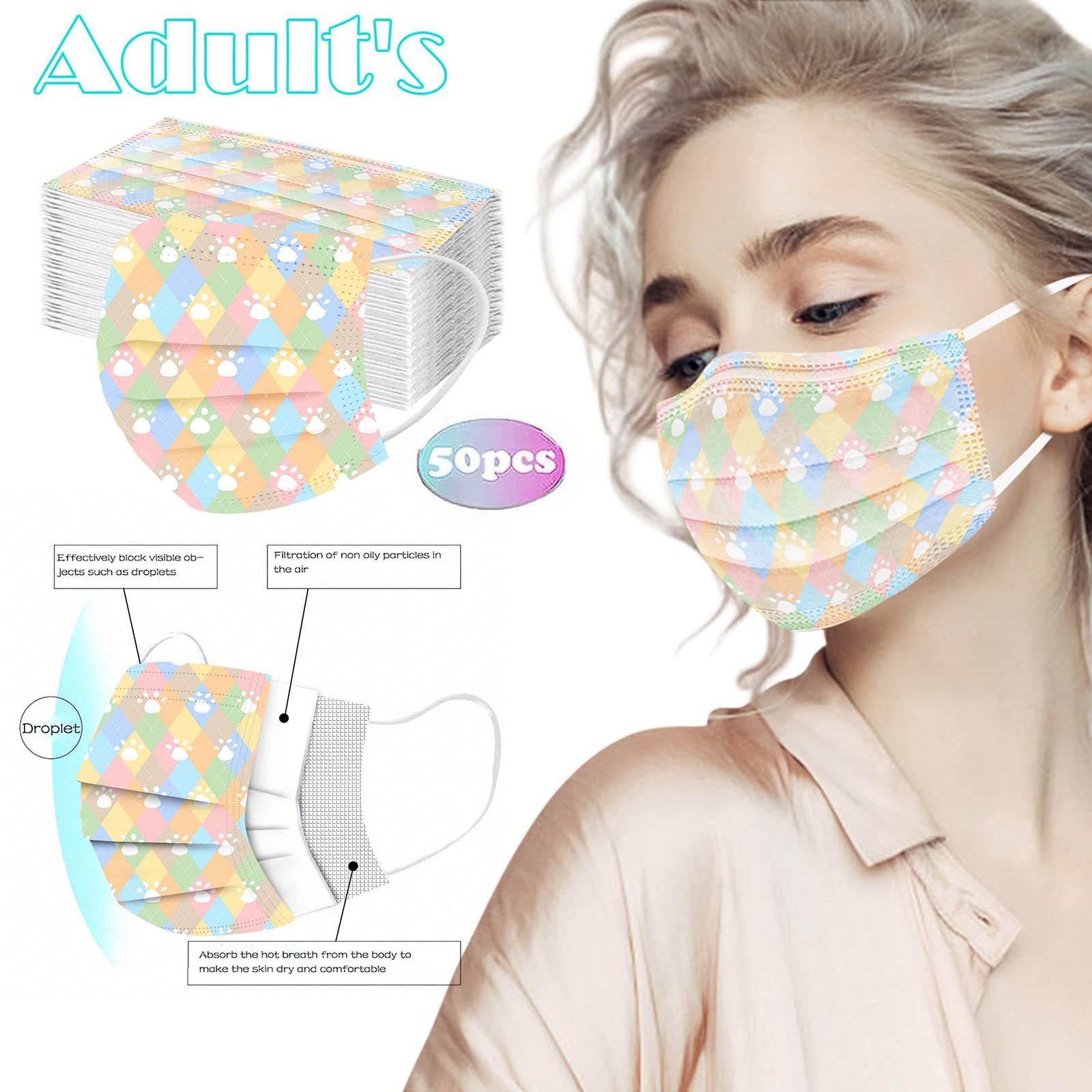 

Одноразовая маска для лица для взрослых женщин и мужчин, промышленная 3-слойная маска для ушей, 50 шт.