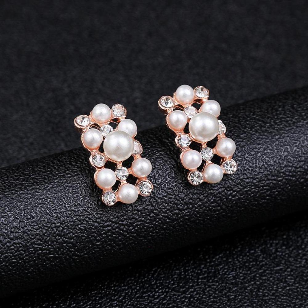 Pearl Necklace Earrings Set Women'S Jewelry Alloy Electroplating
