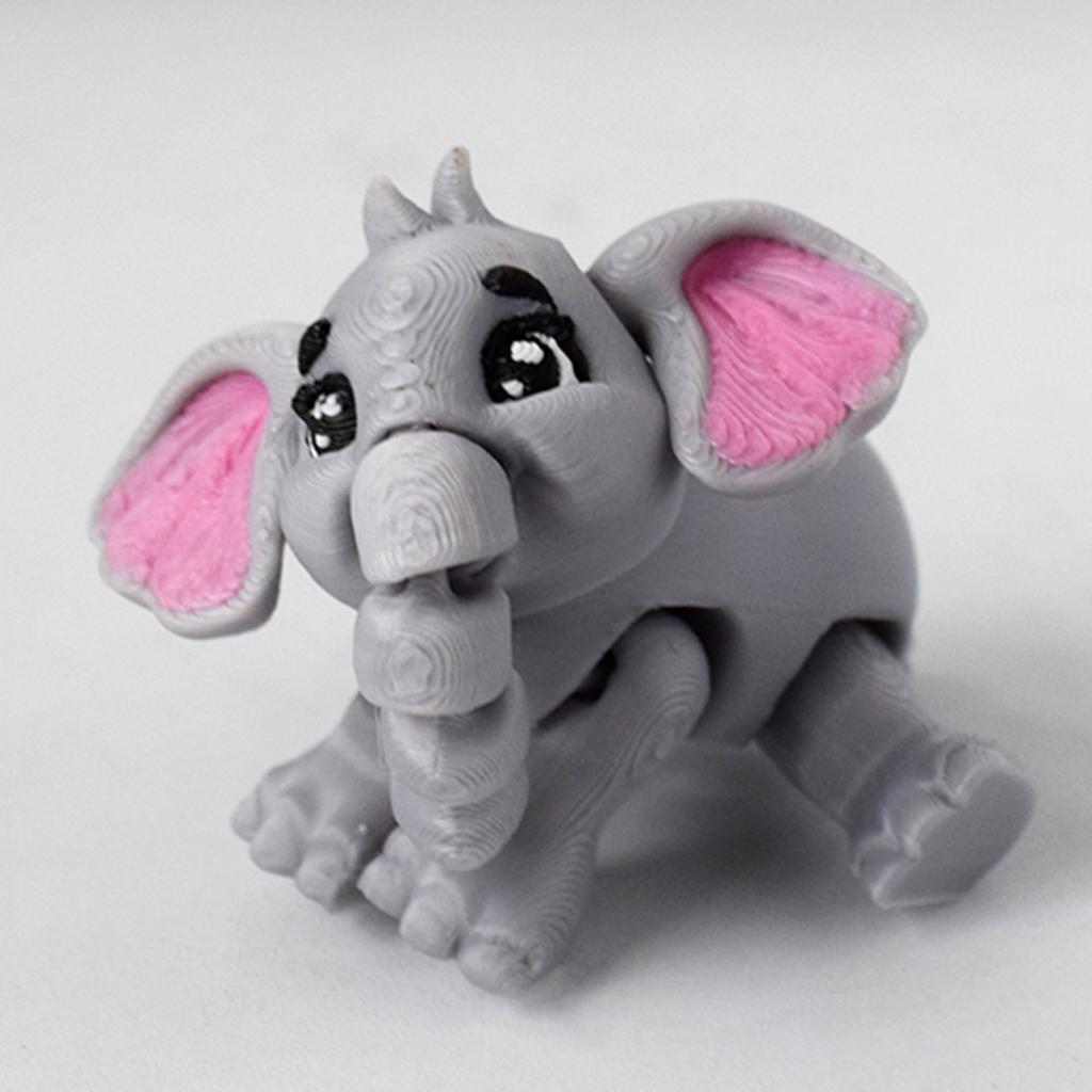 Cute Grey Elephant 3D Printed Toys Joints Movable Simulation Zoo Elephant Toy Model Home Decoration Children's Souvenir Gift