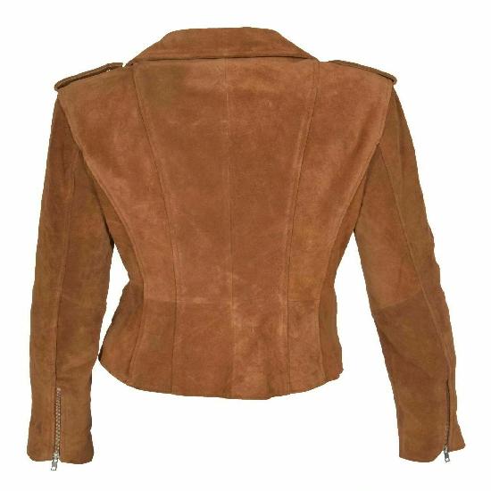 NOORA Women's Lambskin Suede Biker Jacket