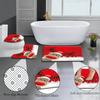 3pcs Christmas Red Background Snowflake Reindeer Pattern Bathroom Mat Set Toilet Seat Cover and Rug Bathroom Decoration Foot Mat