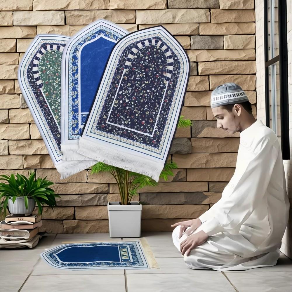 RPortableetro Thick Prayer Mat Travel Non-slip Prayer Rug Irregular Soft Prayer Mat CarpetPortable