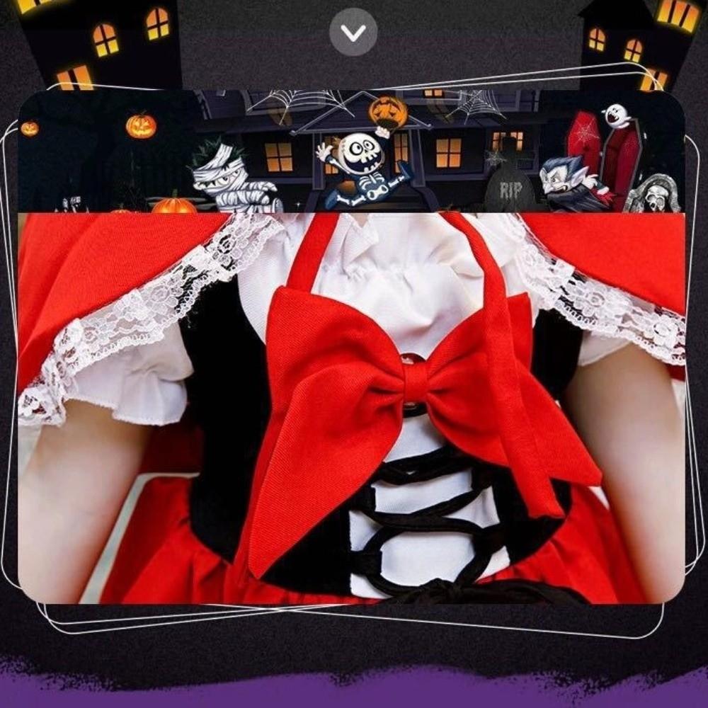 With Cloak Halloween Costume Lace Flower Cosplay Outfit New Red Riding Hood  Role Play