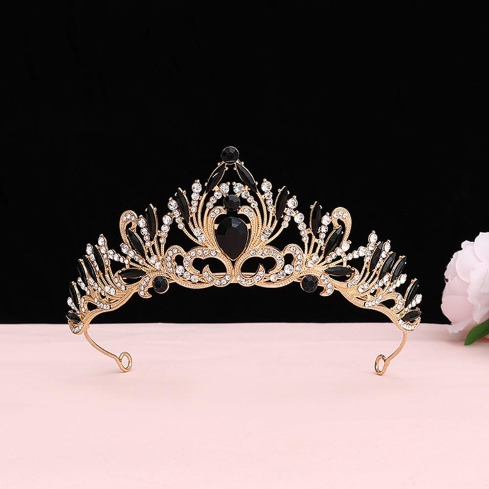 Vintage Baroque Crown Antique Bronze Princess Rhinestone Tiara  Birthday Head Jewelry