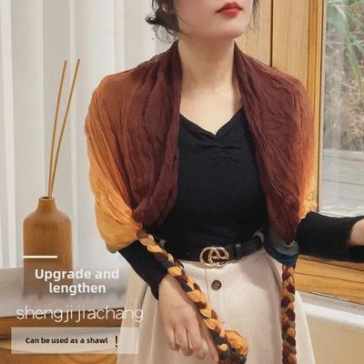 Silk Pleated Sun Protection Headscarf & Shawl for All Seasons