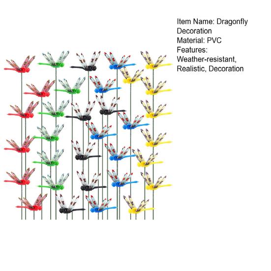 50/100Pcs Fake Dragonfly Garden Stake Decoration Weather-resistant Fly Repellent Simulated Dragonfly Spike Outdoor Long Pole 3D Dragonfly Ornament