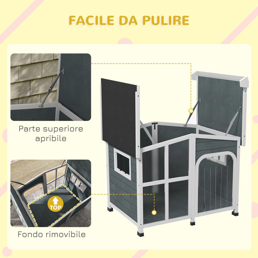Outdoor Dog Kennel for Medium Size Dogs with Opening Roof In Wood, 101x66.5x70.5 Cm, Grey