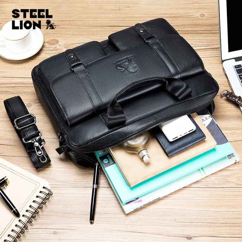 Premium Cowhide Men's Briefcase: Large Capacity Business Handbag
