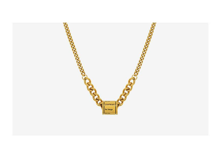 Brand French-Style Titanium Steel Drip Oil Clavicle Necklace, Hip Hop Inspired, P1010