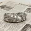 European Two-Tone Gold & Silver Wide Metal Bracelet for Women, Bean Texture, Open Cuff, Niche High-End Feel