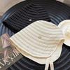 Ribbon Women Striped Fisherman Hat Wide Brim Bucket Hat Casual Summer Sun Hat  Hiking