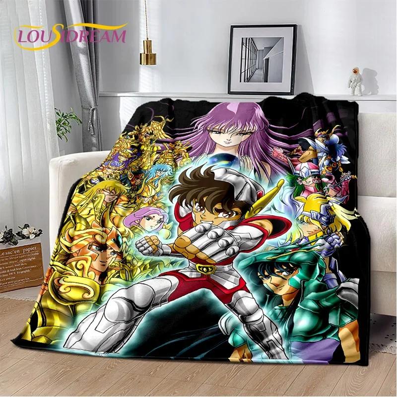 Animacinis Saint Seiya 3D Retro Anime HD Minkšti pledai, Šiltas flanelinis pledas piknikui, lovoms, sofai, namams, miegamajam, dovanos vaikams
