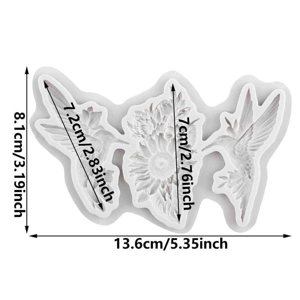 Hummingbird Wreath Silicone Molds Hummingbird Flower Wreath Fondant Mold Cake Decorating Tools Cupcake Topper Candy Chocolate Gumpaste Mold
