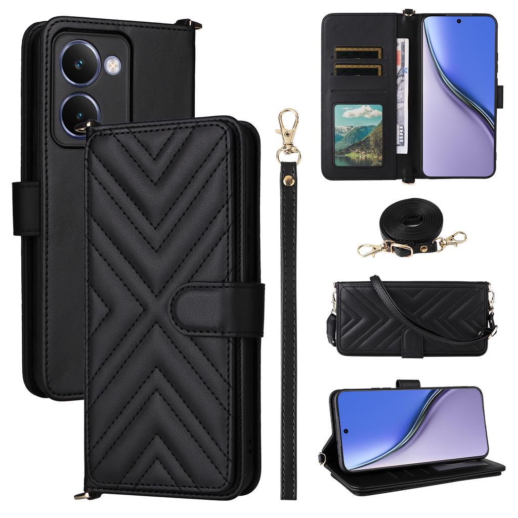 For Realme P3 Ultra 5G Case with Shoulder/Wrist Strap Leather Phone Cover Stand Wallet