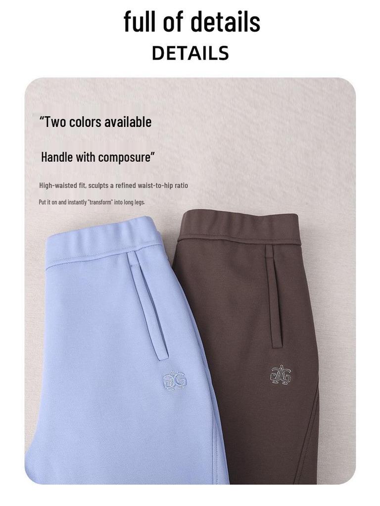 Blue Women's High-Waisted Fleece-Lined Sweatpants with Drawstring Ankle Cuffs, Petite Nine-Point Length, 2025 Edition.