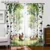 Set Of 2 Flat Printing Scene Curtains Birch Forest Polyester Without Electricity Festive Use Holiday Parties Home Curtain Made