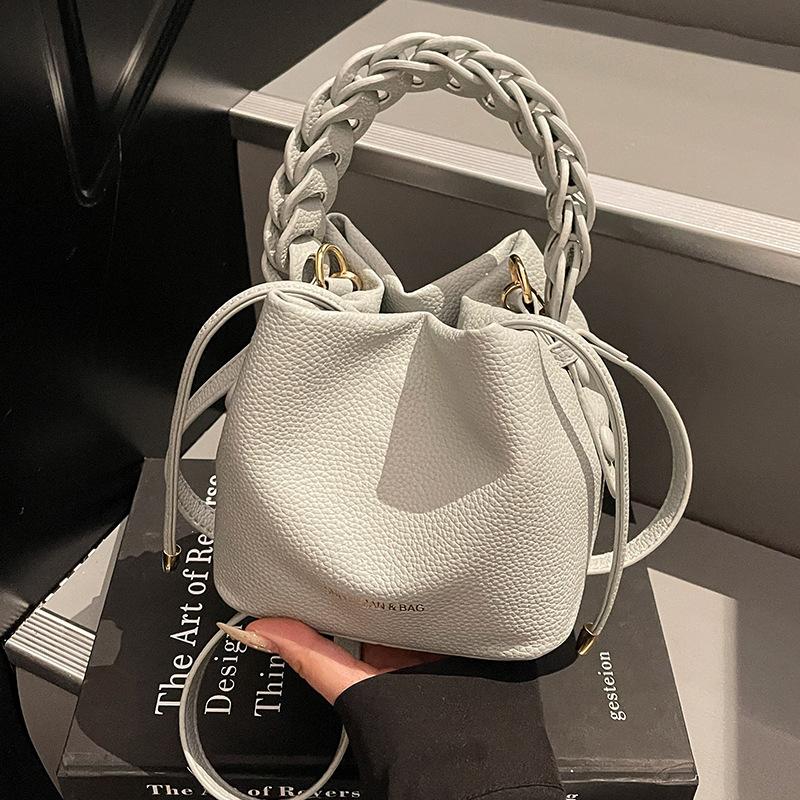 Fashion Korean Version Braided Rope Portable Bucket Bag 2025 Summer New Trendy and Versatile Single Shoulder Crossbody Hand Bag