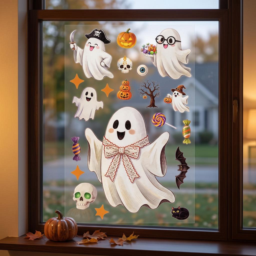 Halloween Candy Static Cling Window Stickers for Festive Party Decoration
