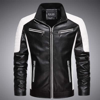 Veste en Cuir Épaissi pour Homme Veste en Cuir Moto Chaude pour Homme