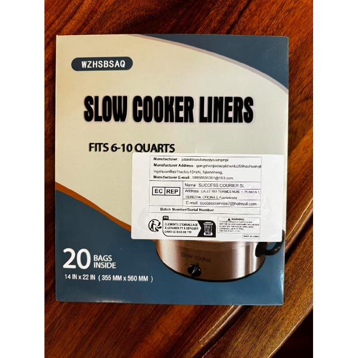 Slow Cooker Liners, 20-Pack Cooking BagsOversized Disposable Pot Liner Plastic Bags, Fits 6QT to 10QTFor Slow Cooker Cooking Tray, 14-Inch x 22-Inch,