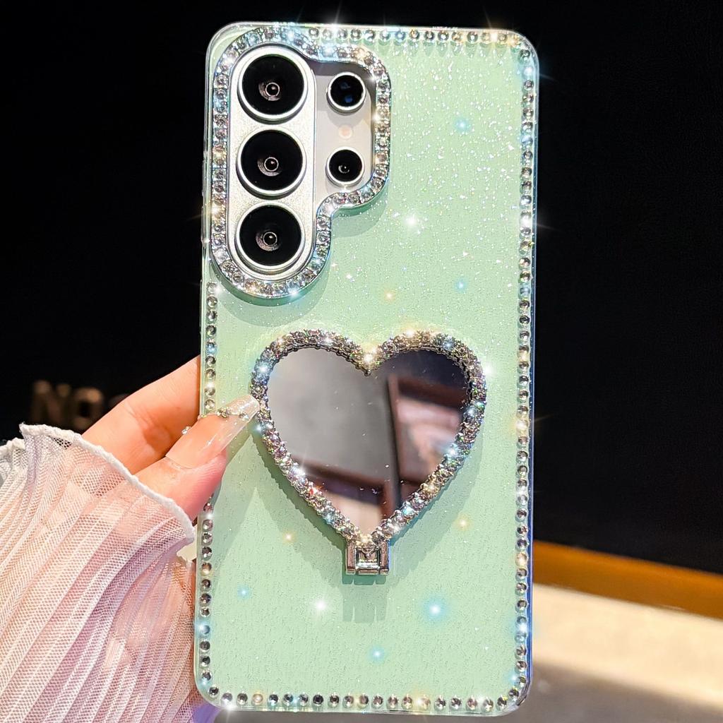 Flash diamond IMD Samsung S11Ultra mobile phone case A11 love mirror holder S11 anti-drop protective case hard