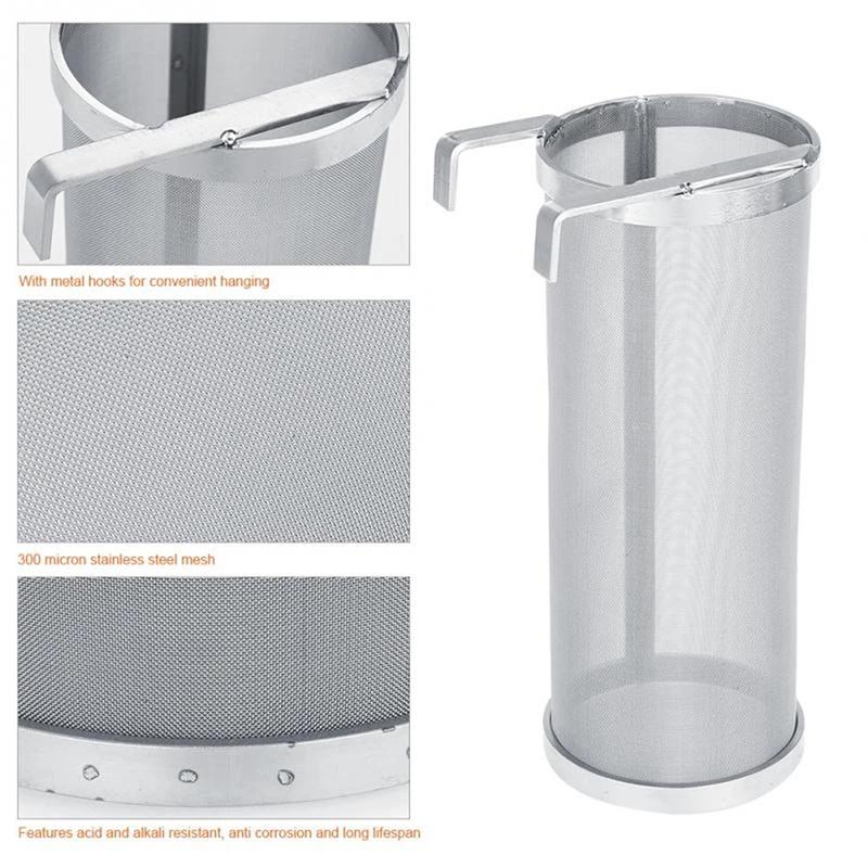 300 Micron Stainless Steel Brew Beer Hop Mesh Filter Strainer With Hook