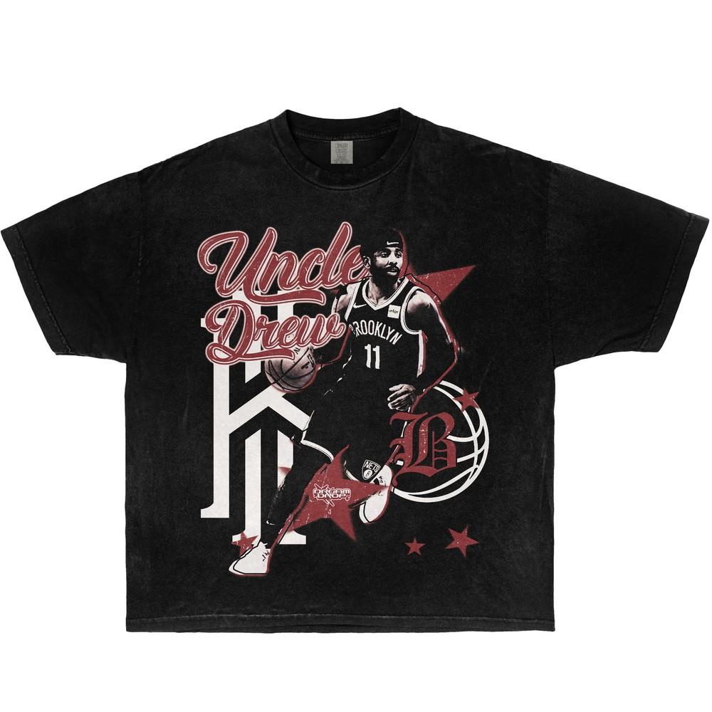 Дядя Дрю Кайри Ирвинг Широкая винтажная футболка Streetwear Y2K Баскетбольная оверсайз унисекс футболка L